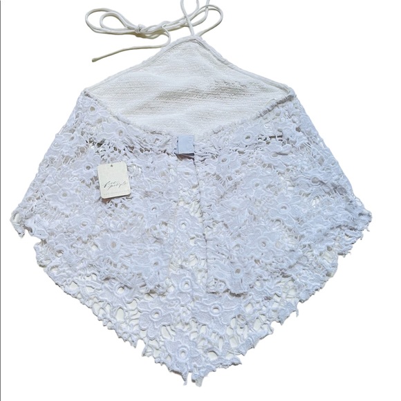 Free People Seychelle Lace Top Ivory Halter Sz XS - Picture 6 of 7